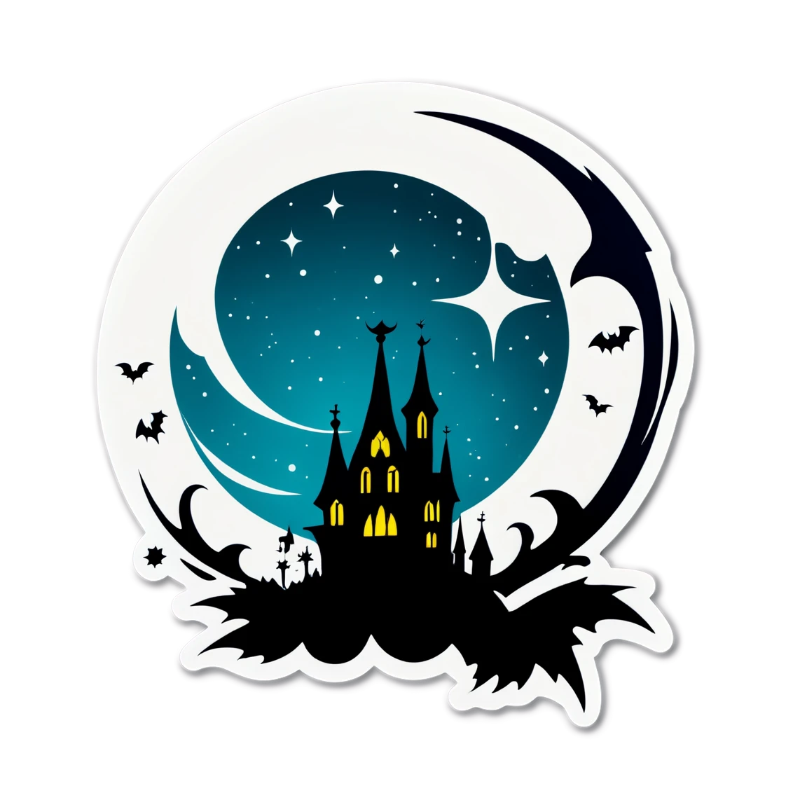 Gothic sticker under the moon