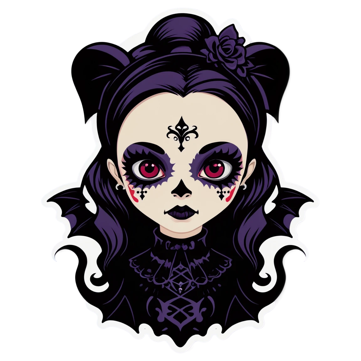 Gothic sticker with dark makeup