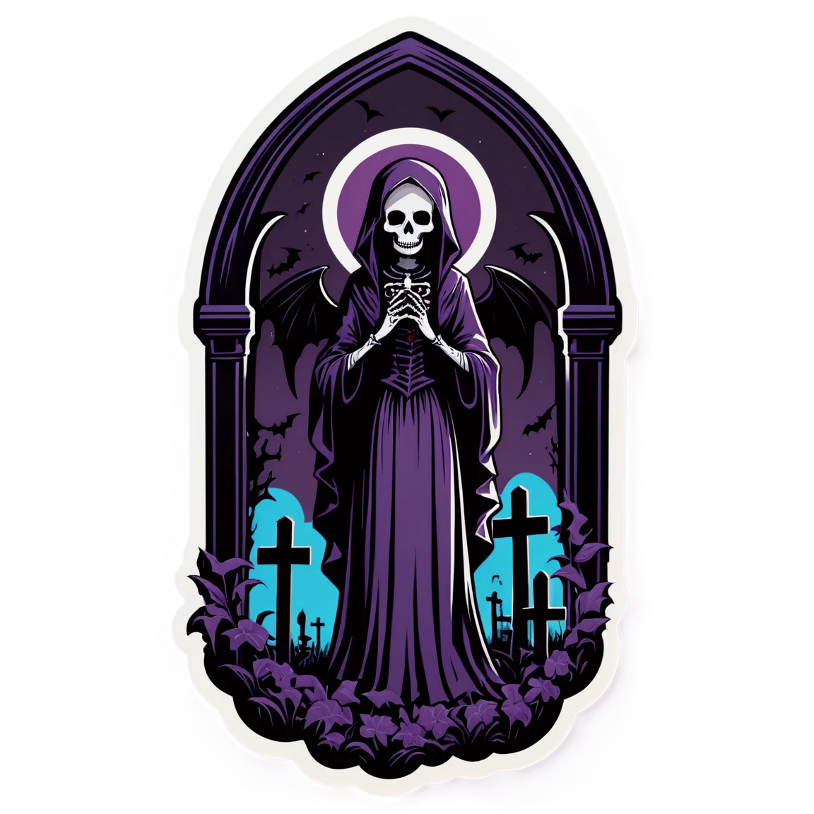 Gothic sticker in a cemetery