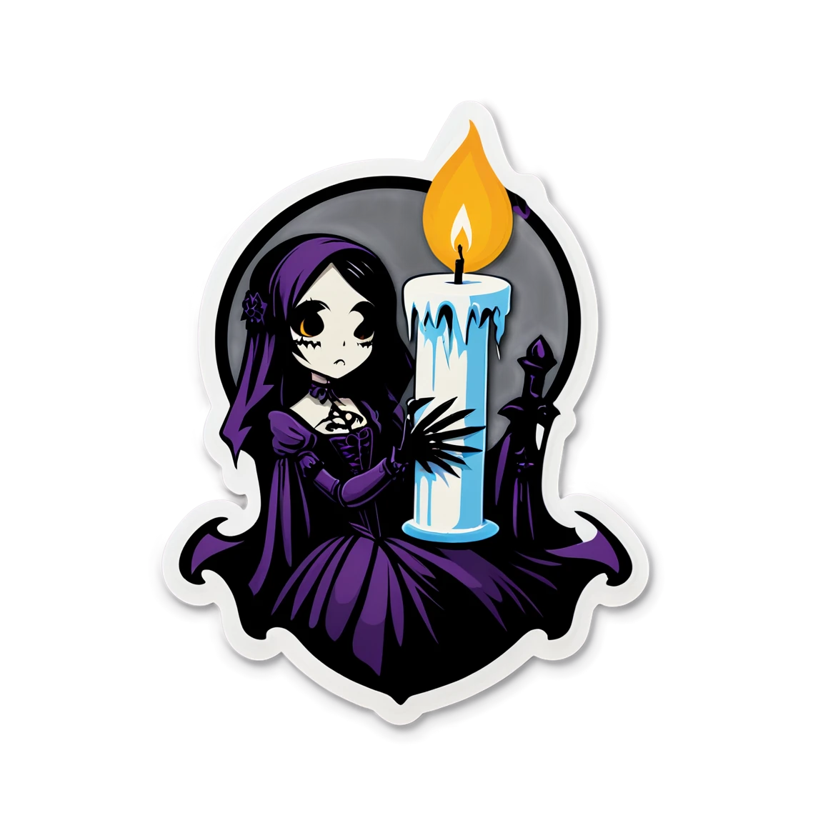 Gothic sticker holding a candle