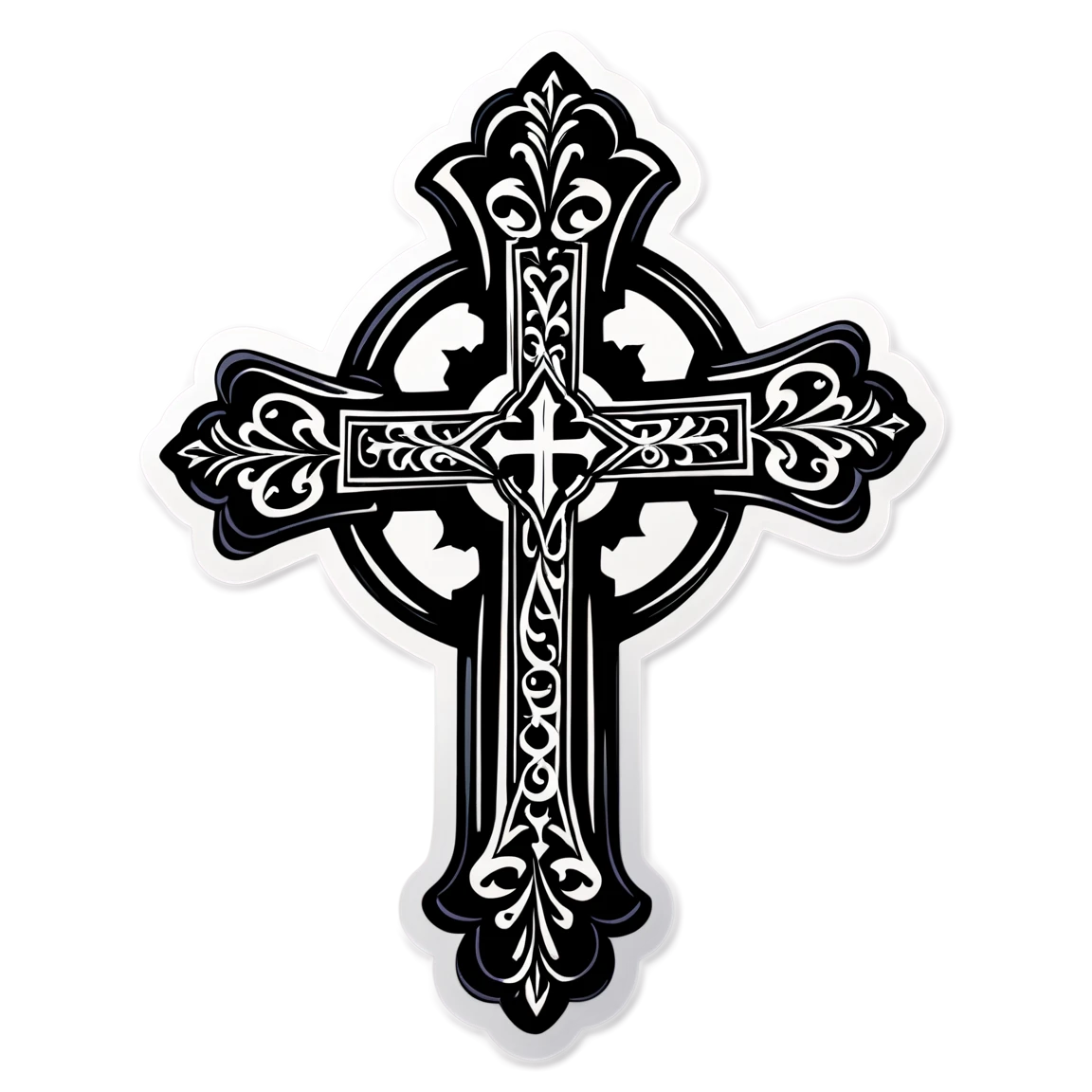 Gothic sticker with a cross