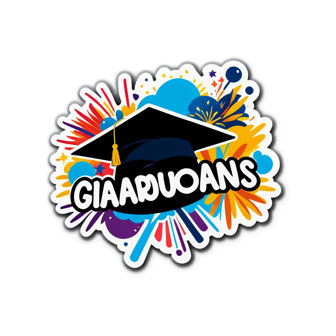 Graduation sticker with fireworks