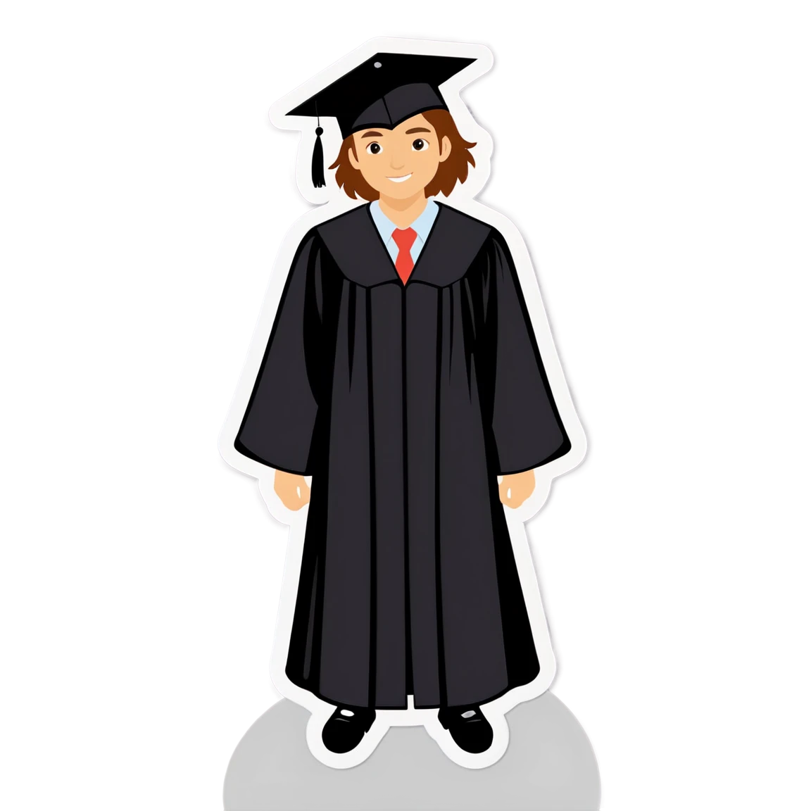 Graduation sticker with a cap and gown