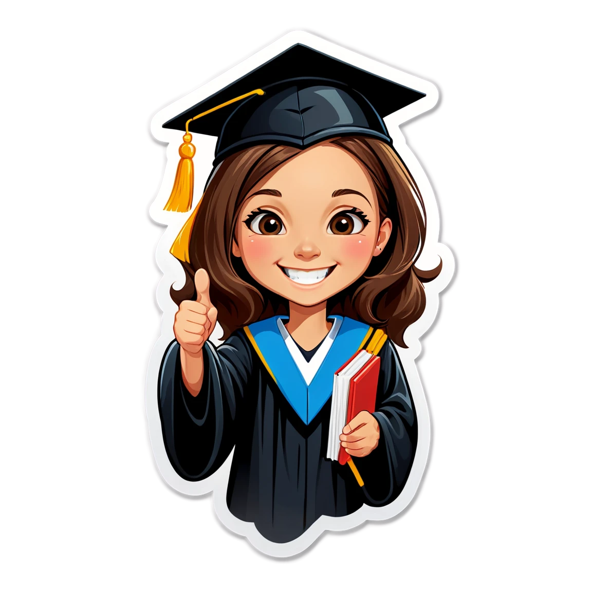 Graduation sticker with a smiling student