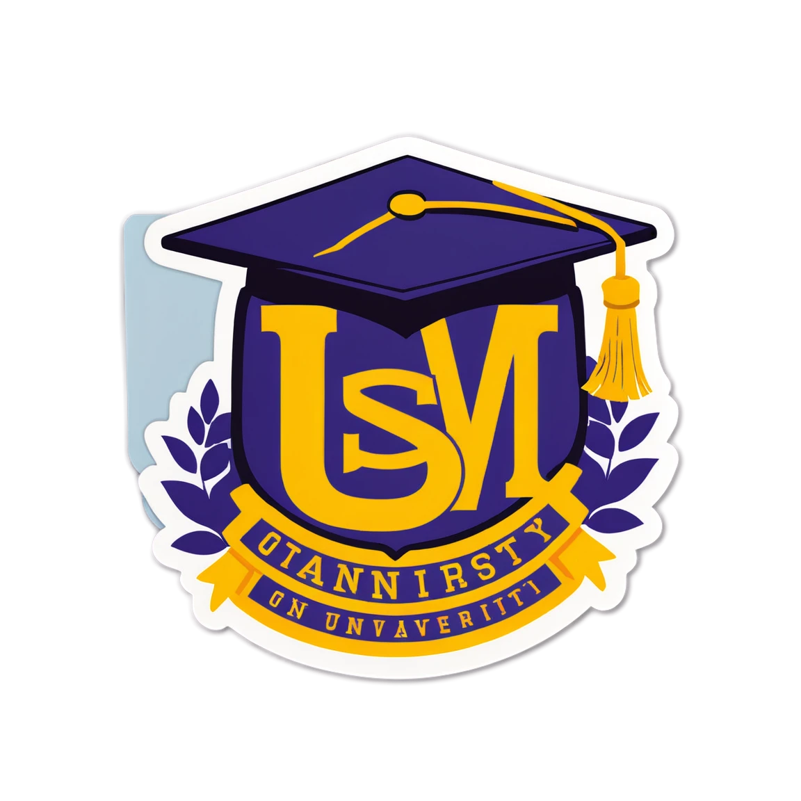 Graduation sticker with a university emblem