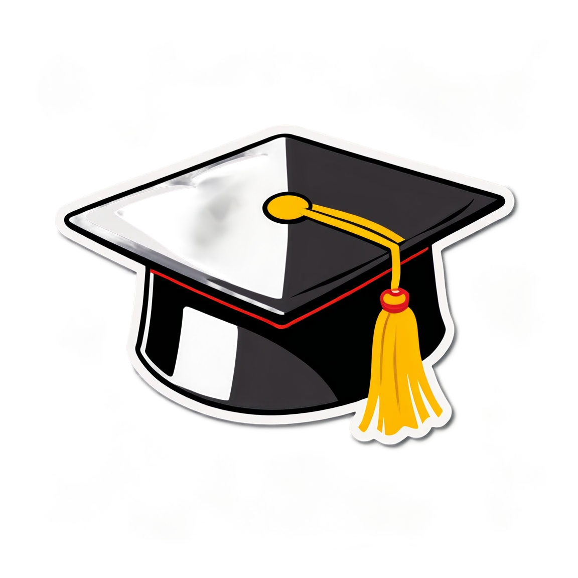 Graduation cap with red cap, graduation cap sticker