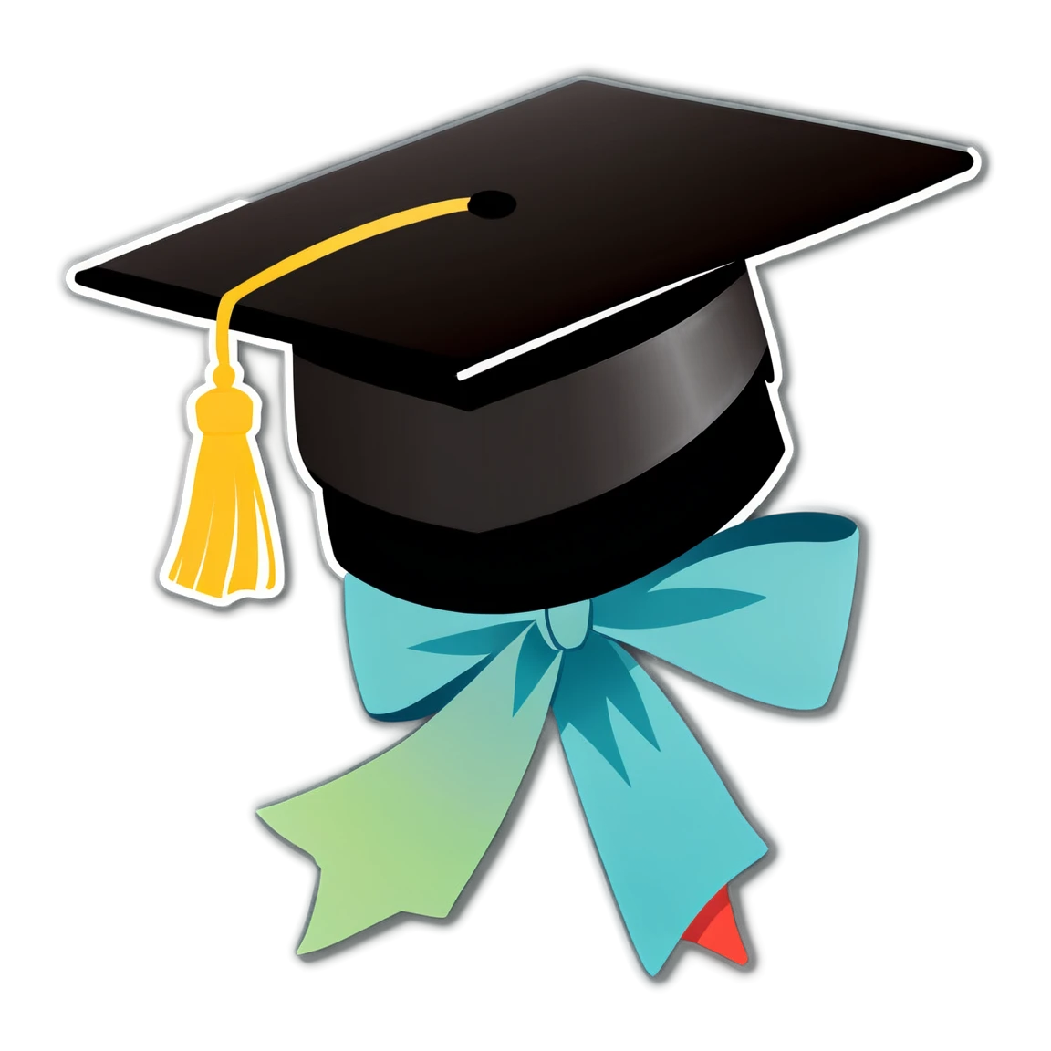 Graduation cap with ribbon, graduation cap sticker