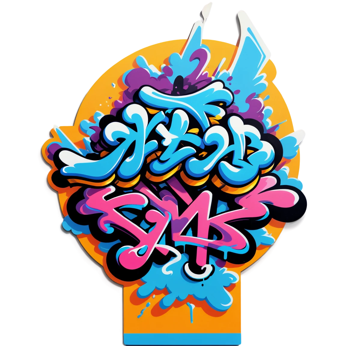 Abstract graffiti art, street graffiti sticker, graffiti sticker