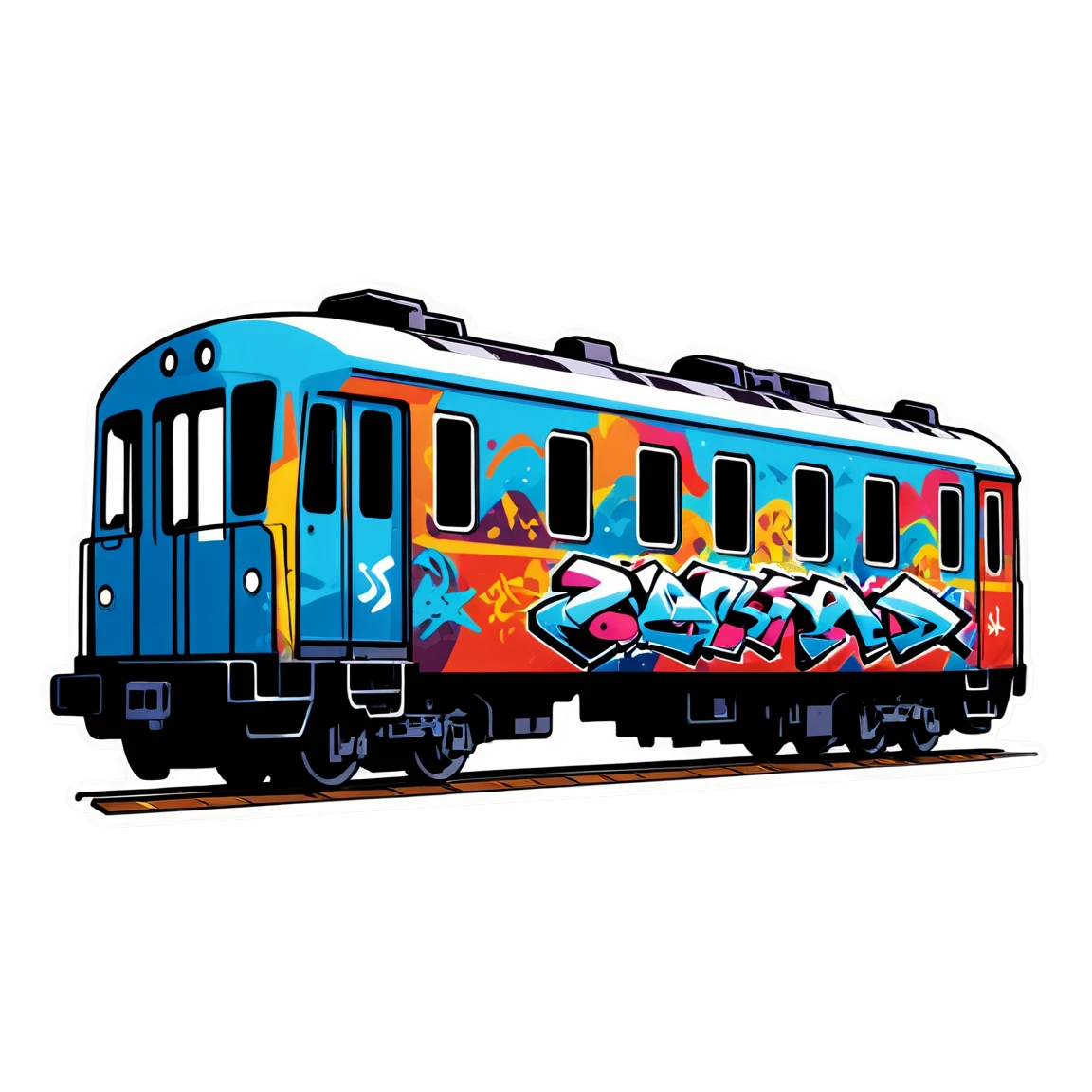 Urban art, train graffiti sticker, graffiti sticker