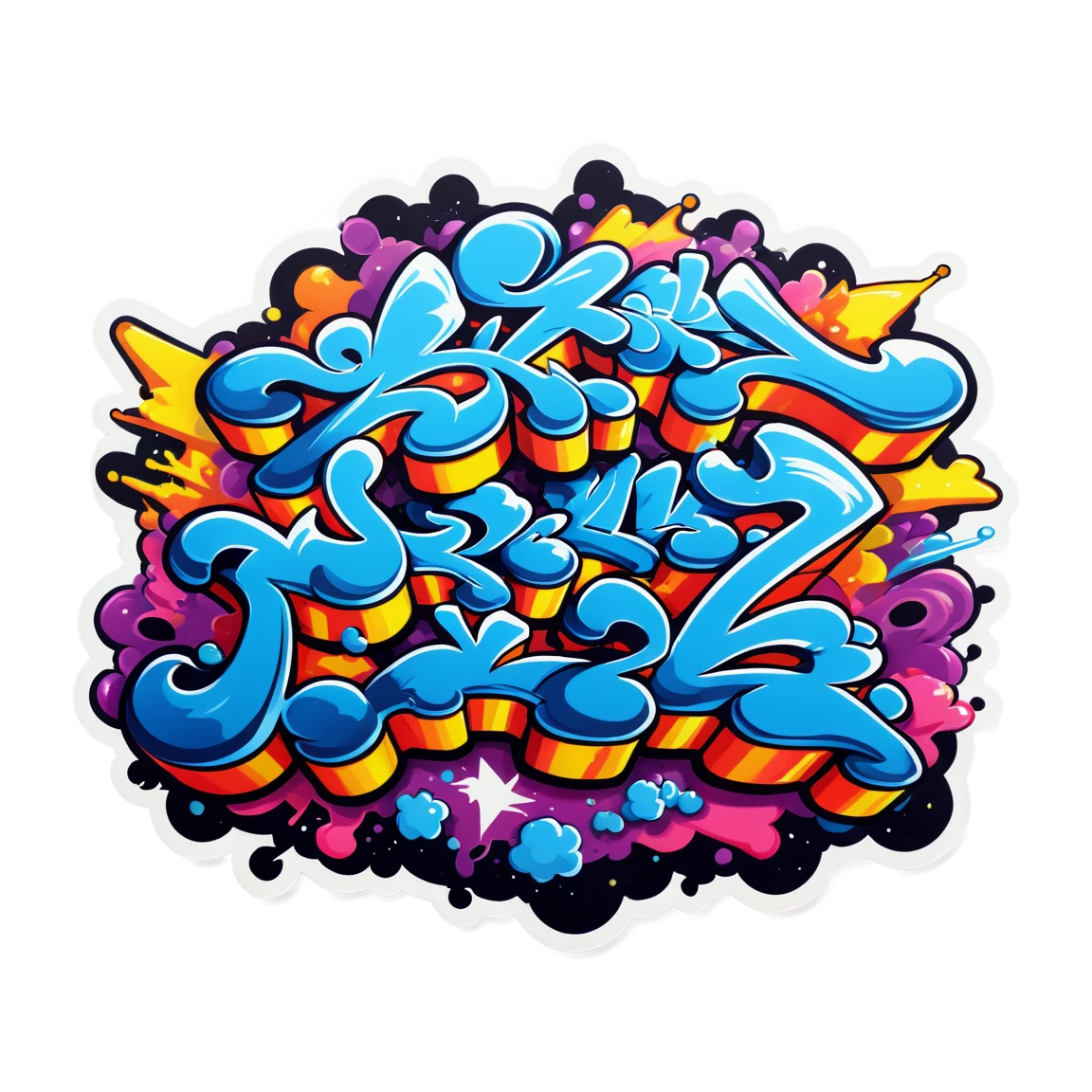 Abstract graffiti art, street graffiti sticker, graffiti sticker