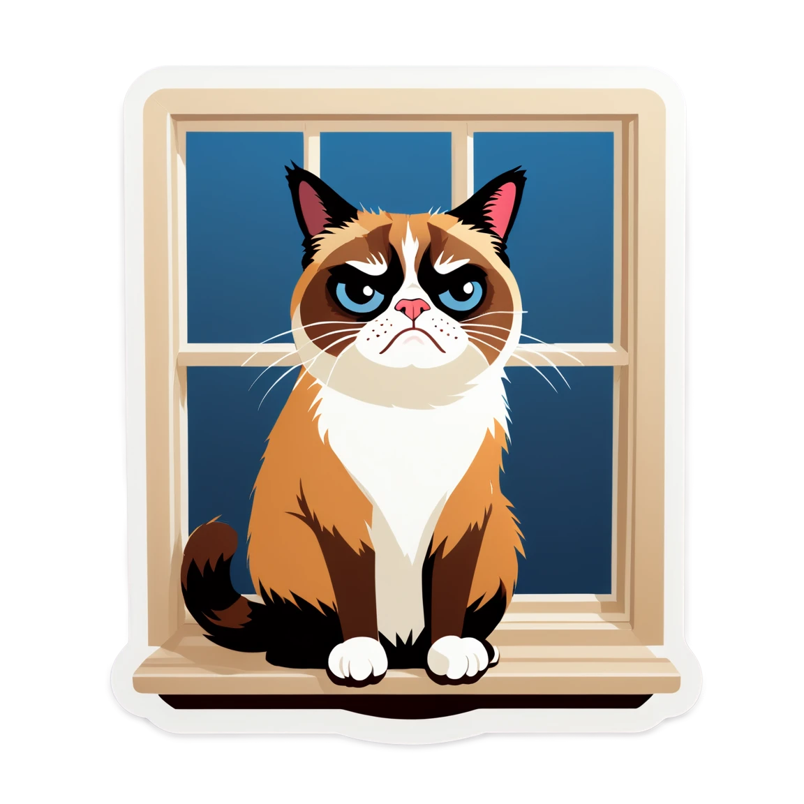 Cat at the window, persian cat sticker, angry cat sticker, grumpy cat sticker