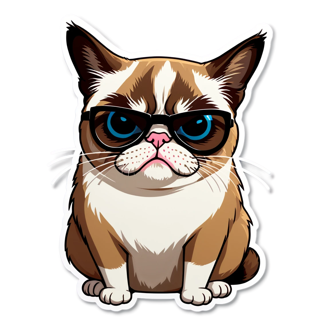 Cat with goggles, persian cat sticker, angry cat sticker, grumpy cat sticker