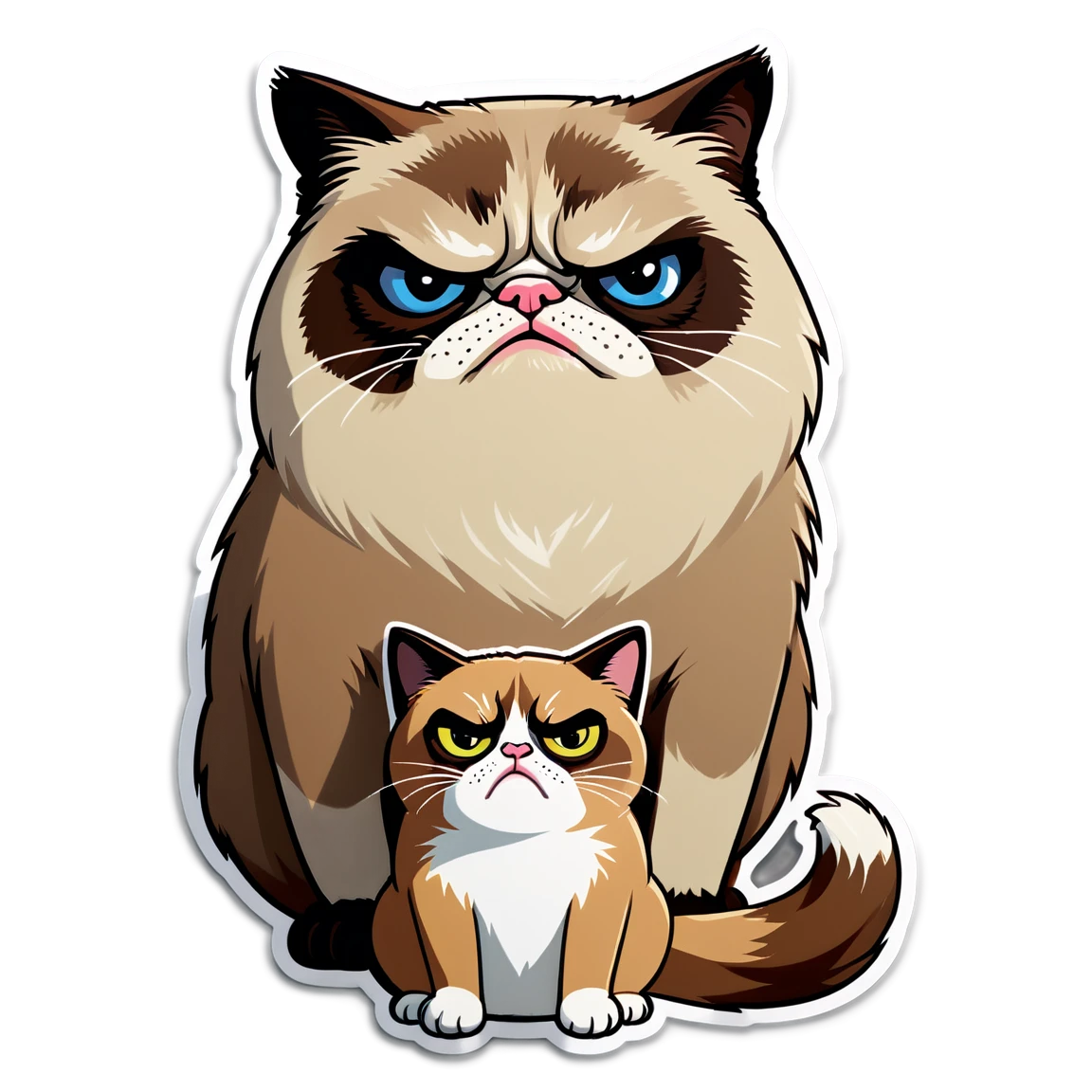 Angry puppy, persian cat sticker, angry cat sticker, grumpy cat sticker