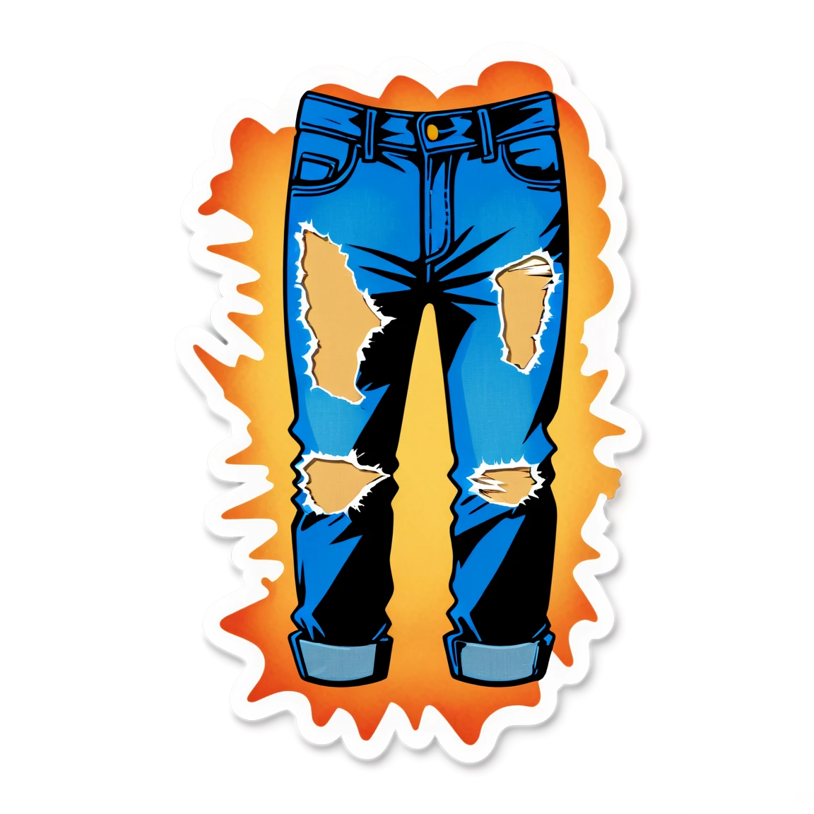 Grunge sticker with torn jeans