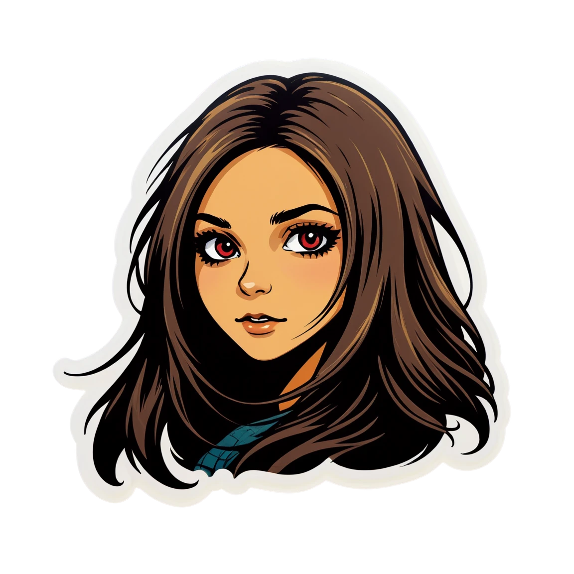 Grunge sticker with long hair