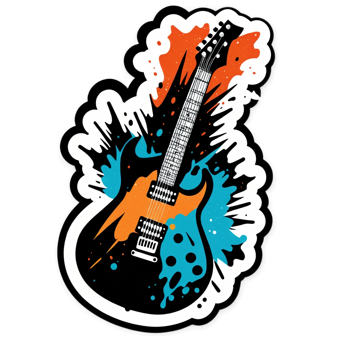 Grunge sticker holding a guitar