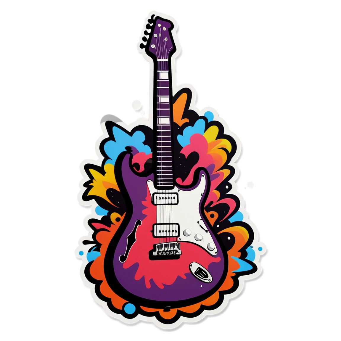 Graffiti-style guitar sticker