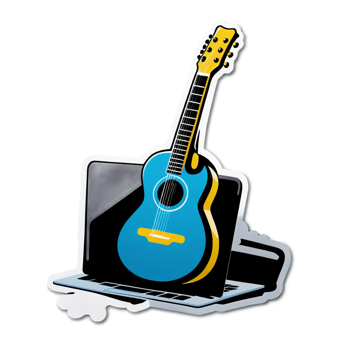 Guitar sticker on a laptop