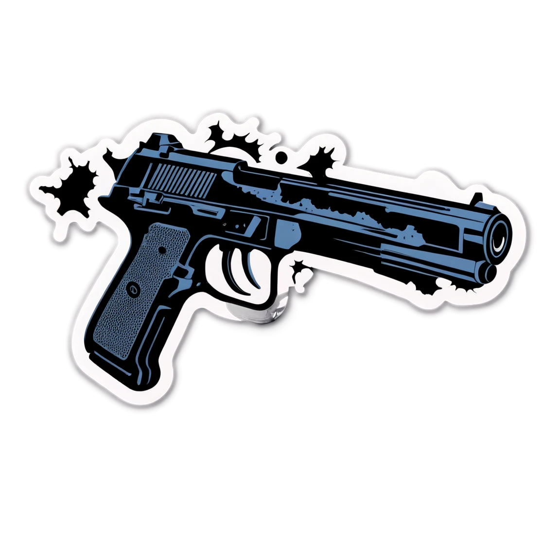 Gun sticker with bullet holes