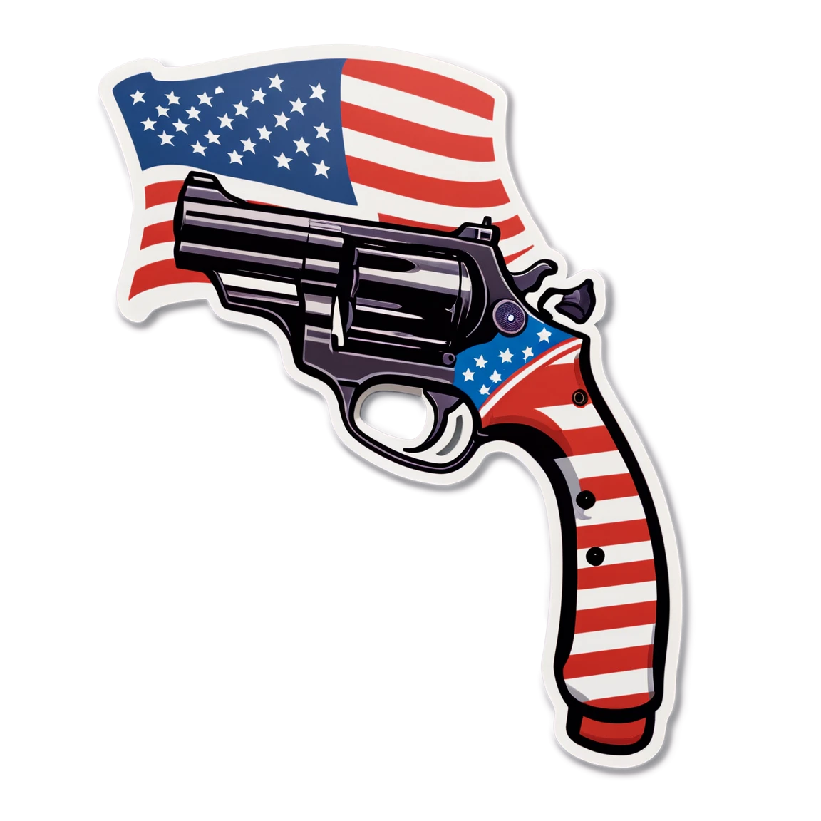 Gun sticker with an American flag