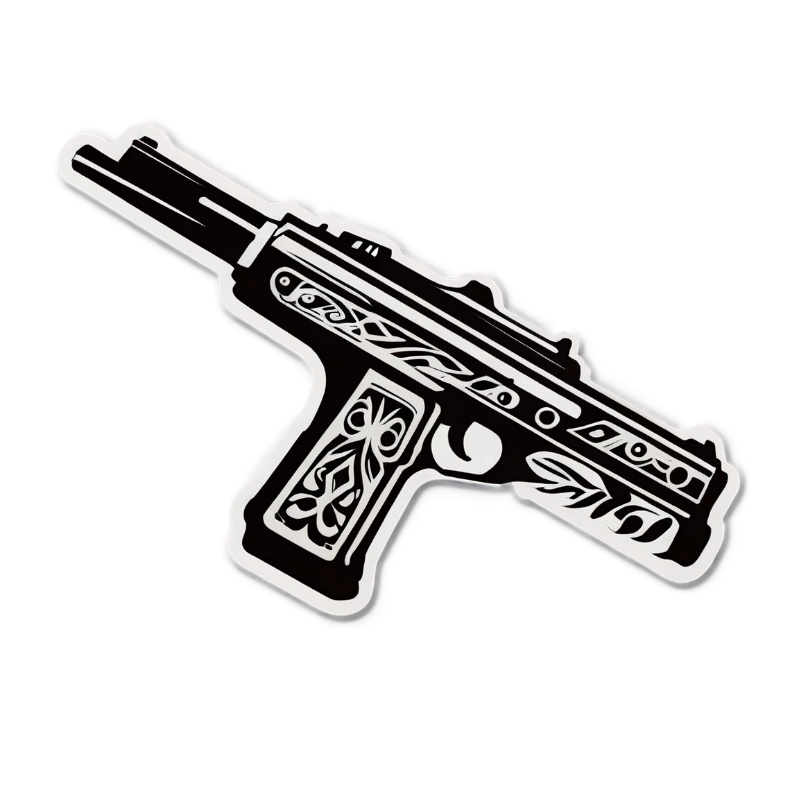 Gun sticker with a tribal design