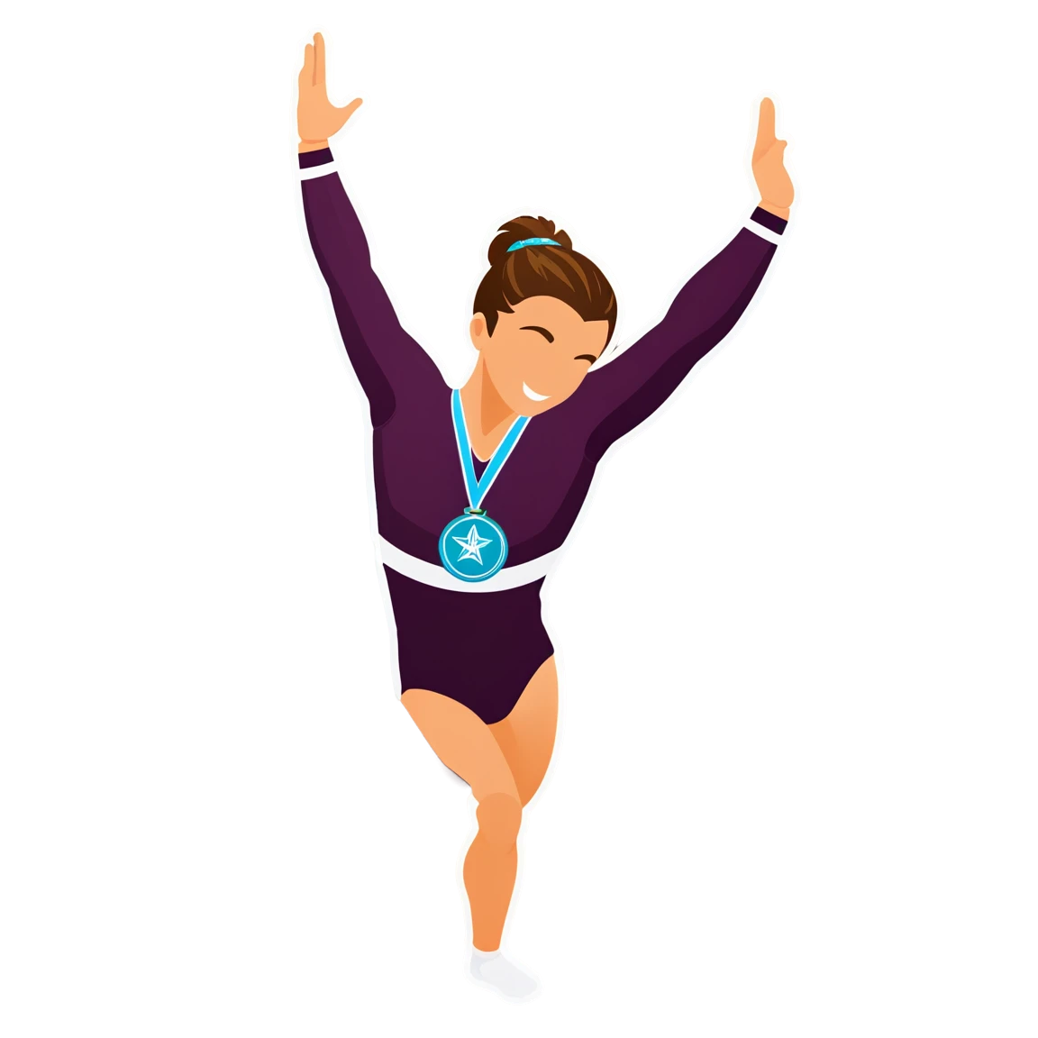 Gymnastics with medal, gymnastics sticker, athlete sticker