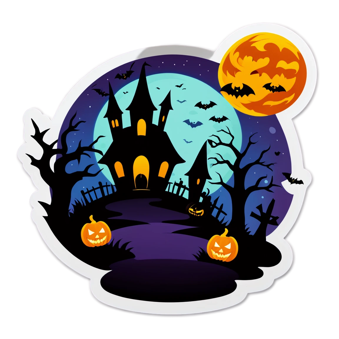 Dark castle, scary season sticker, halloween sticker