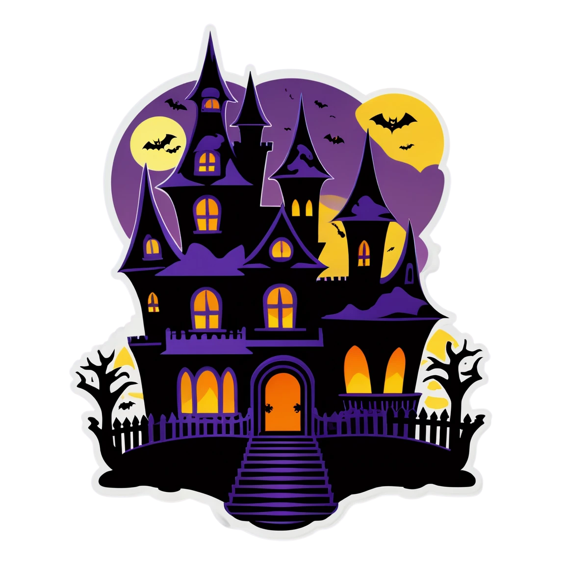 Vampire castle, scary season sticker, halloween sticker