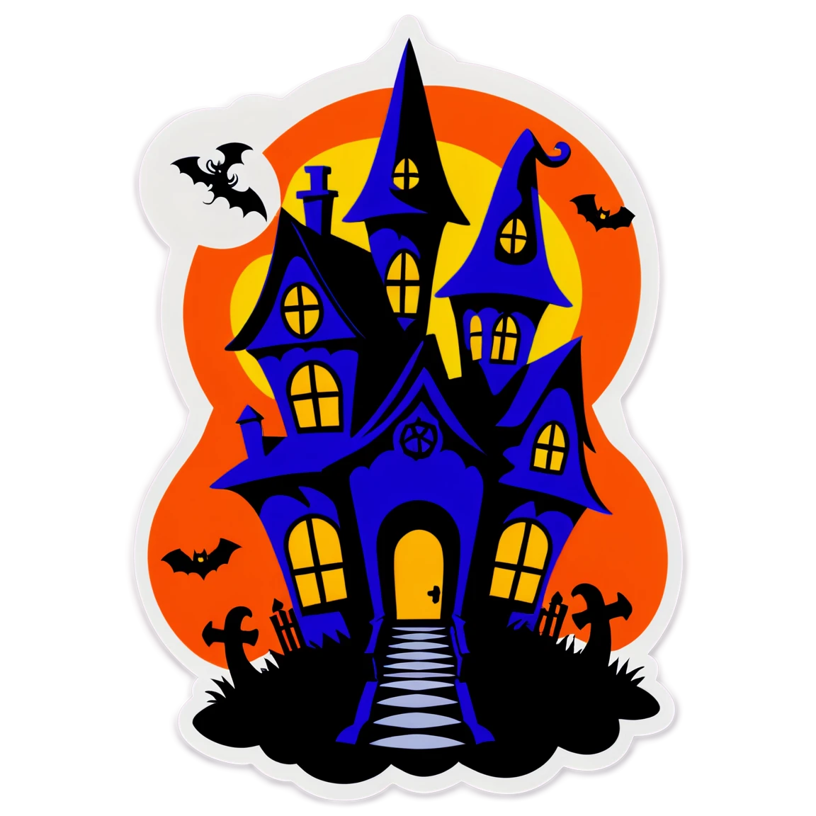 Halloween castle, scary season sticker, halloween sticker