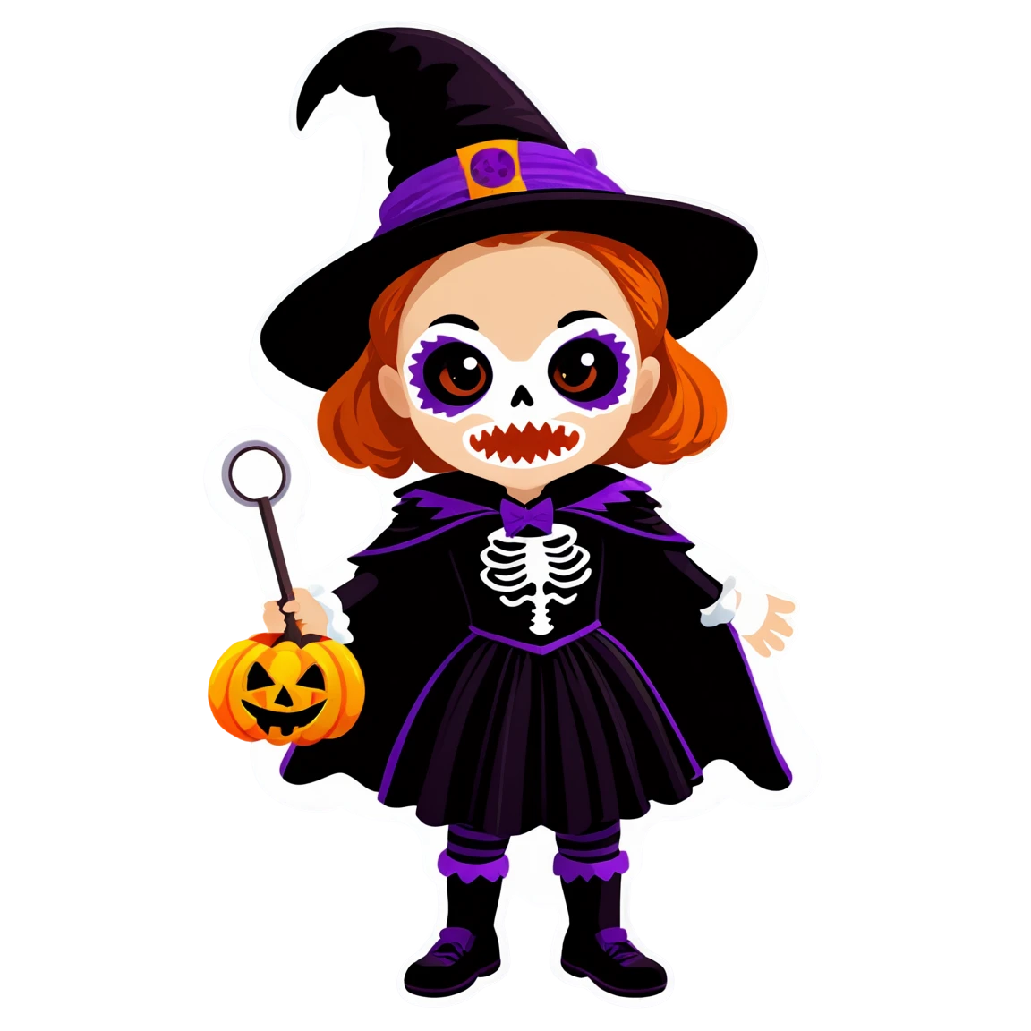 Halloween witch costume, scary season sticker, halloween sticker