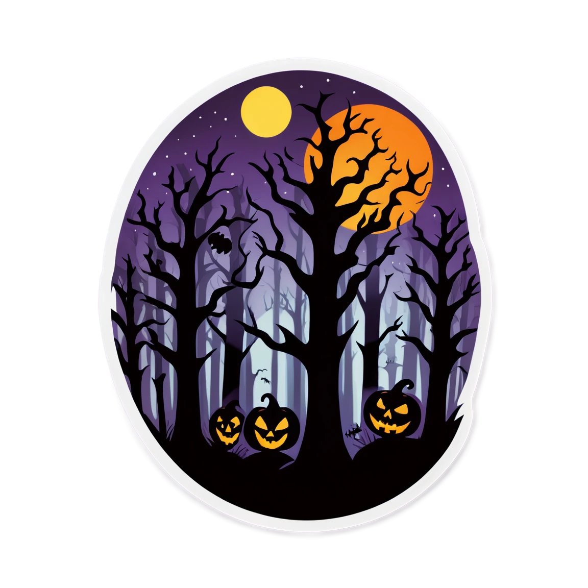 Dark forest, scary trees, scary season sticker, halloween sticker