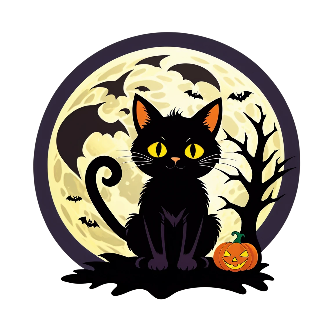 Vampire cat, black cat, scary cat sticker, halloween cat sticker