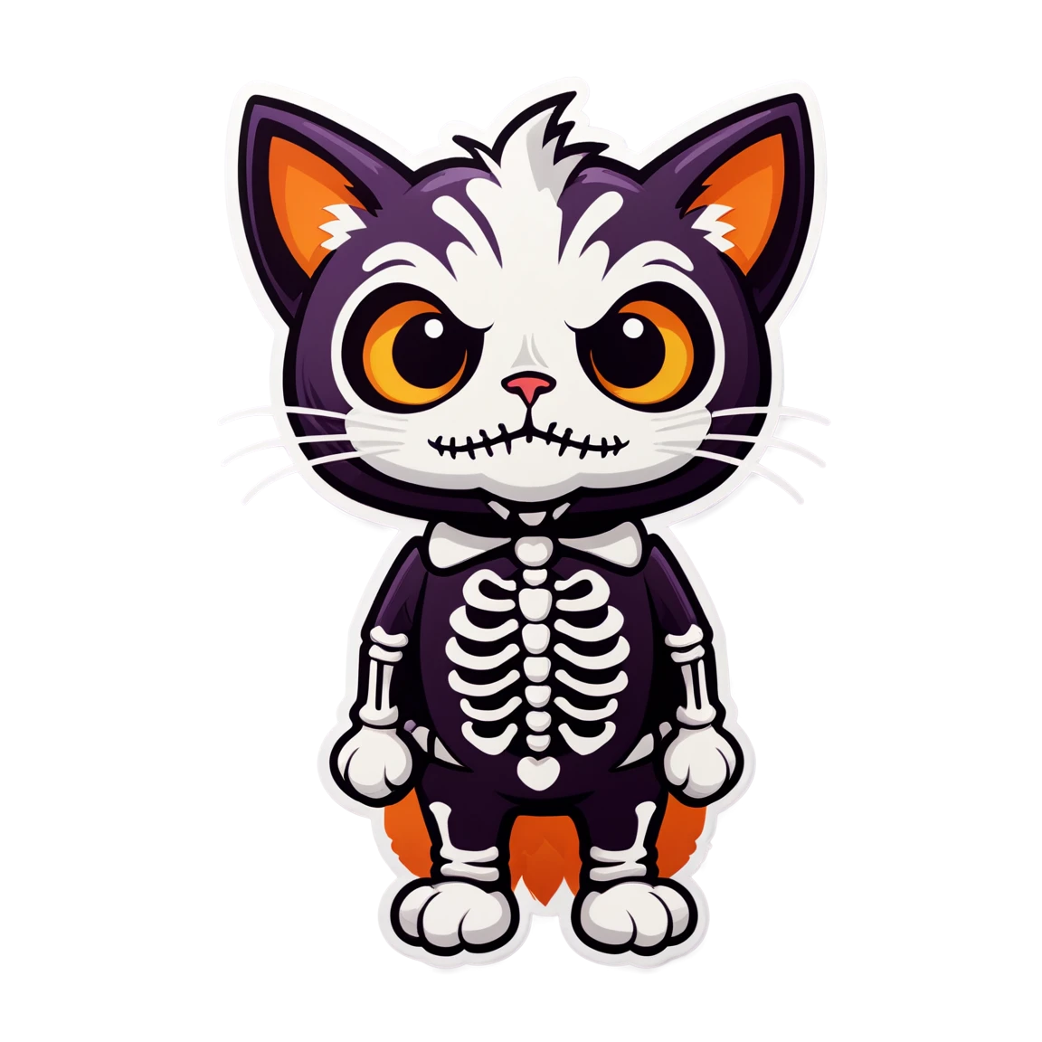 Skeleton cat, black cat, scary cat sticker, halloween cat sticker