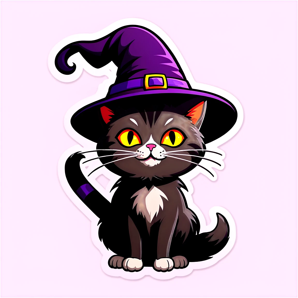 Witch cat, black cat, scary cat sticker, halloween cat sticker