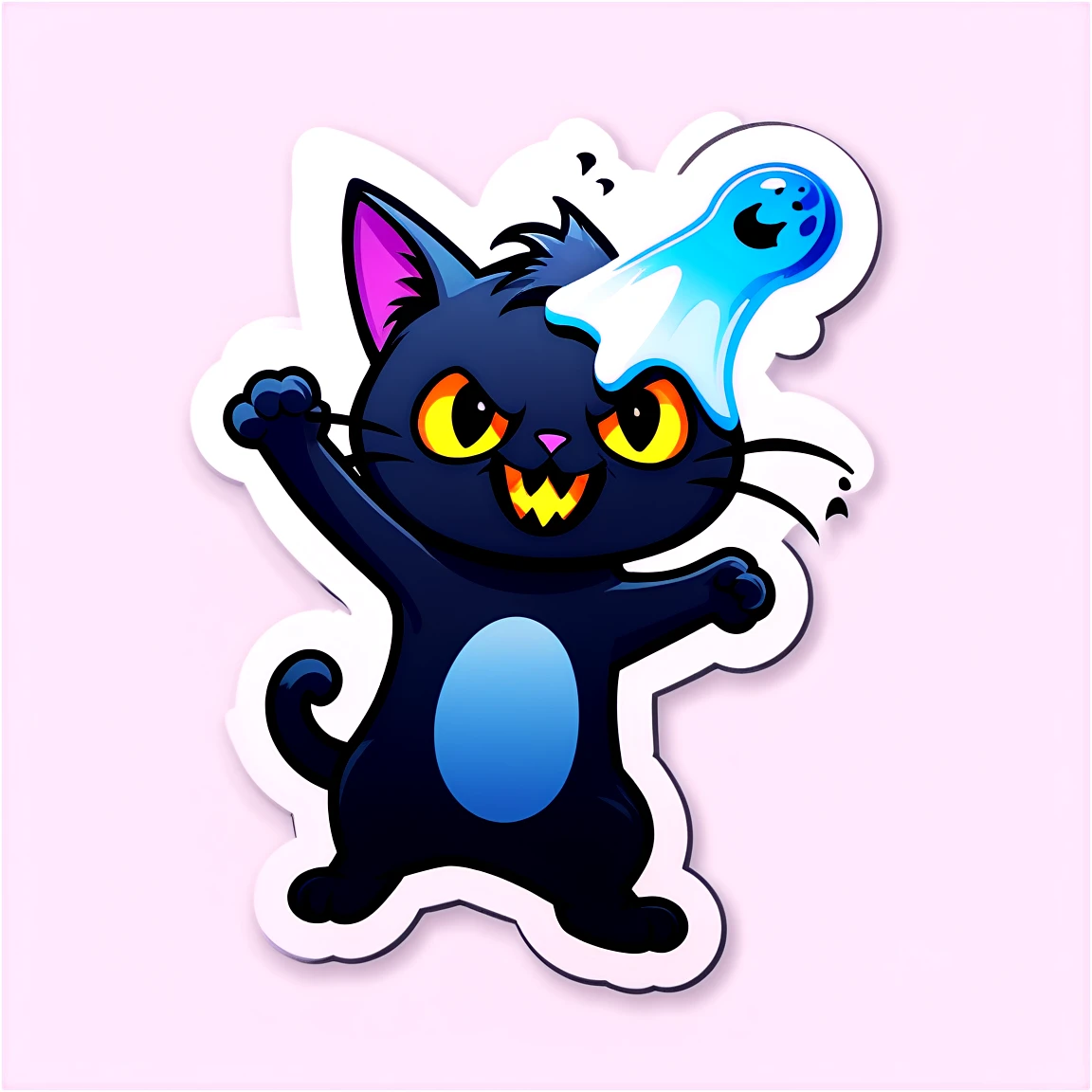 Ghost cat, black cat, scary cat sticker, halloween cat sticker