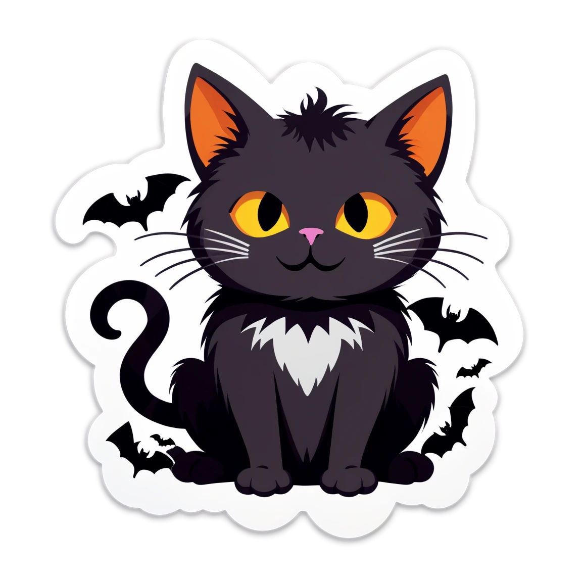 Vampire cat, black cat, scary cat sticker, halloween cat sticker