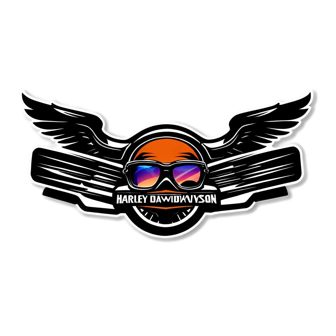 Harley-Davidson with leather jacket, biker sticker, Harley-Davidson sticker