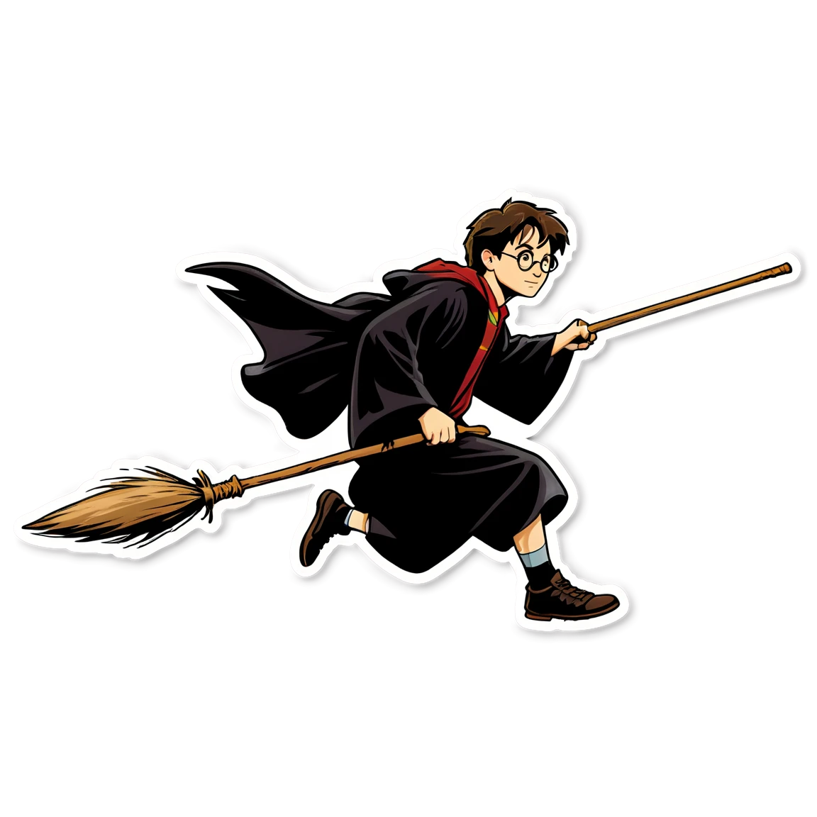 Flying Harry Potter, wizard broom, Harry Potter sticker