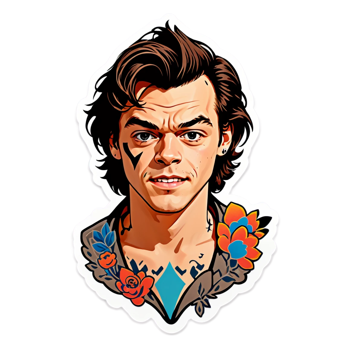 Harry Styles with tattoos, singer sticker, Harry Styles sticker