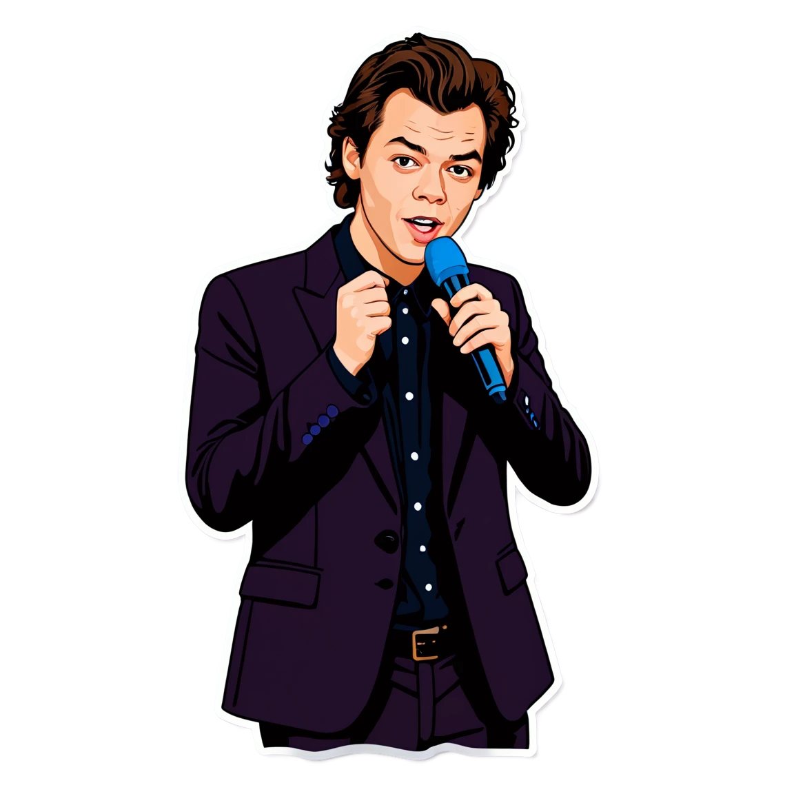 Harry Styles holding microphone, singer sticker, Harry Styles sticker