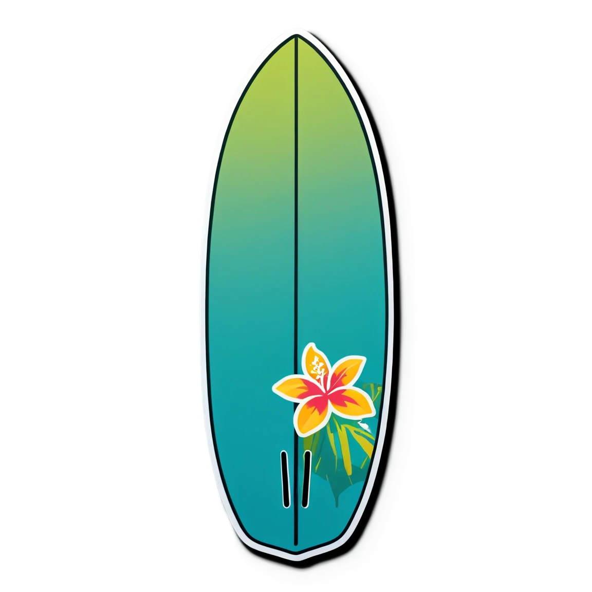 Hawaii with surfboard, tropical sticker, Hawaii sticker