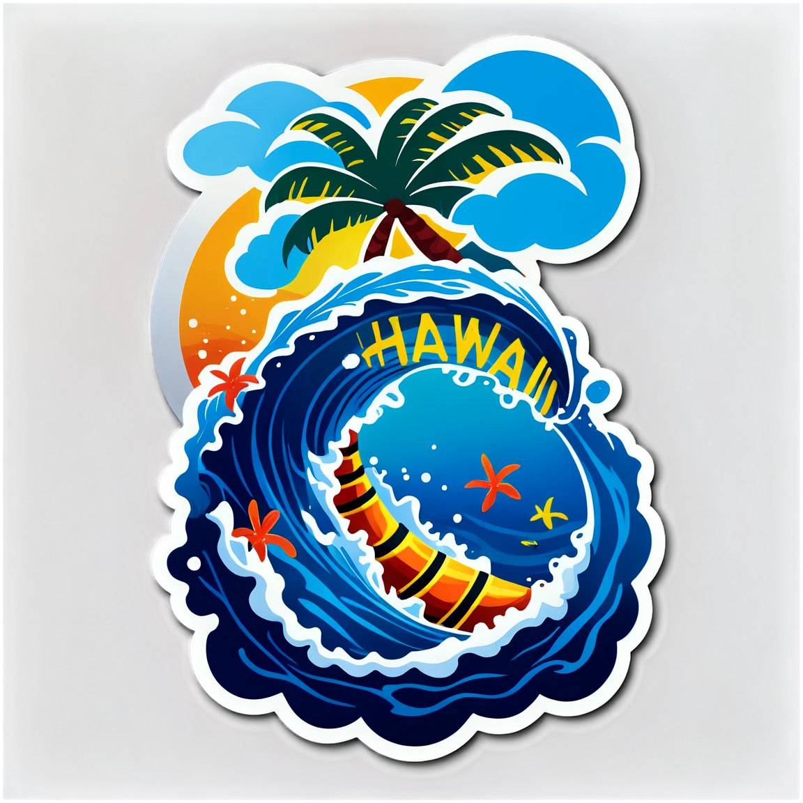 Hawaii under the ocean, tropical sticker, Hawaii sticker