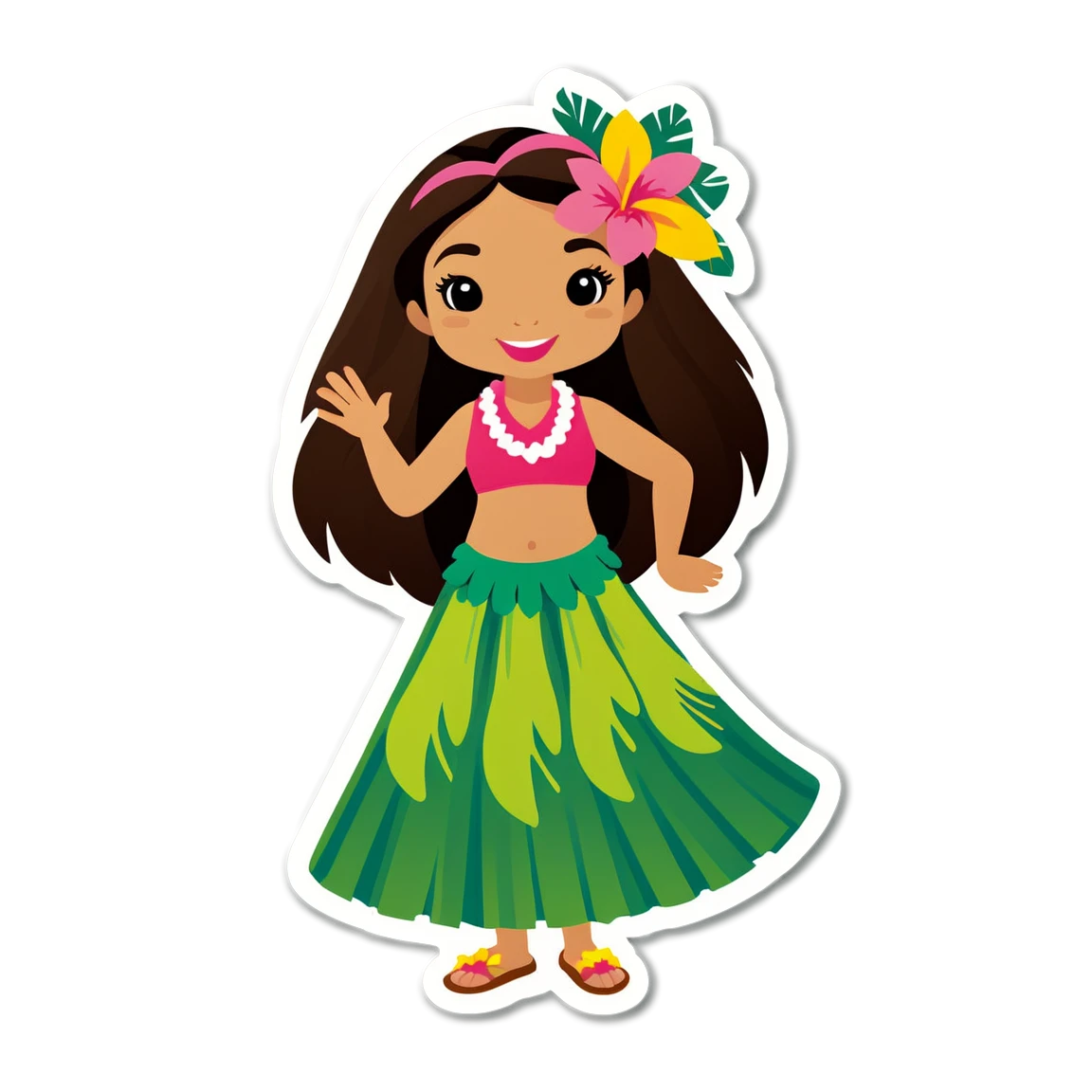 Hawaii with hula skirt, tropical sticker, Hawaii sticker