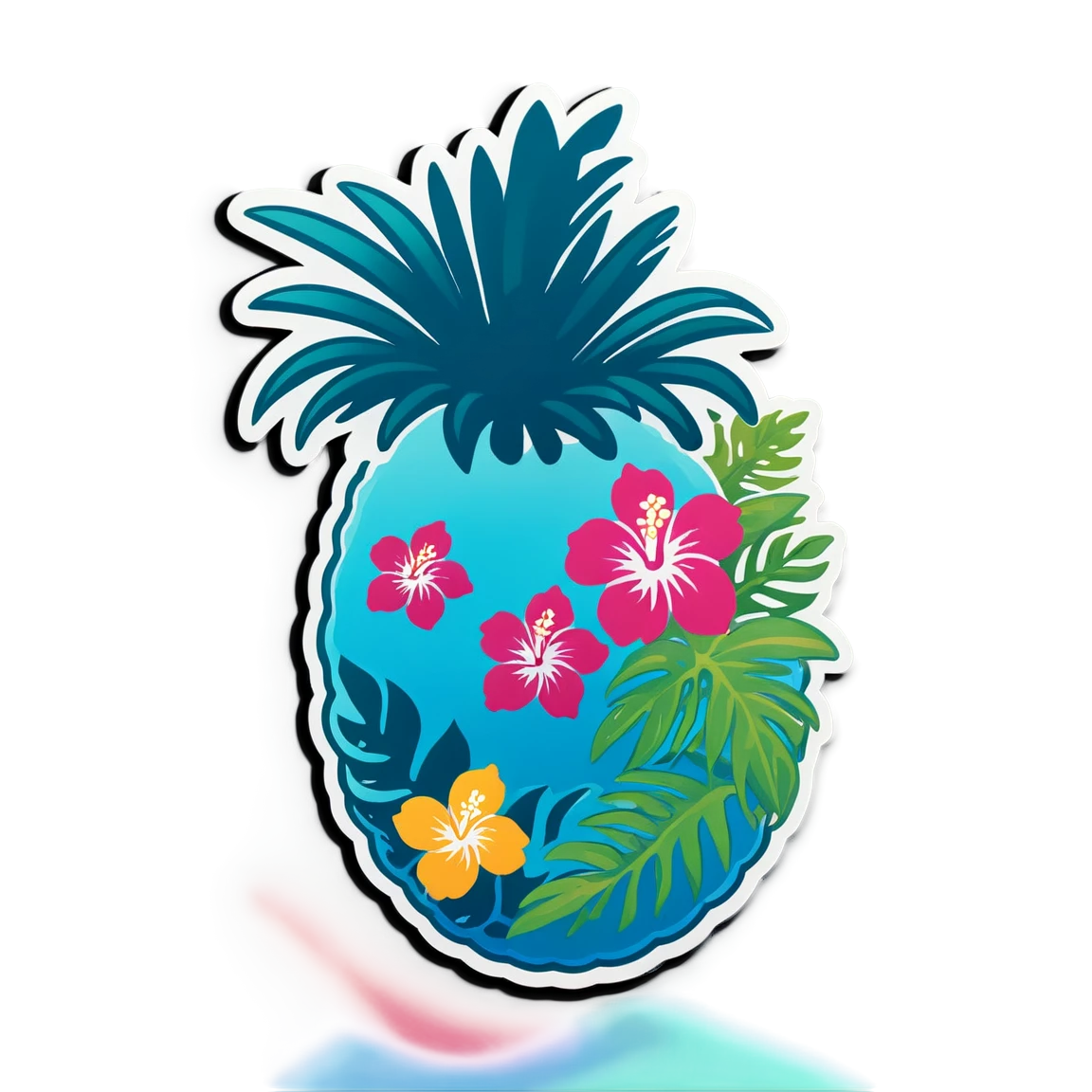 Hawaii with lei, tropical sticker, Hawaii sticker