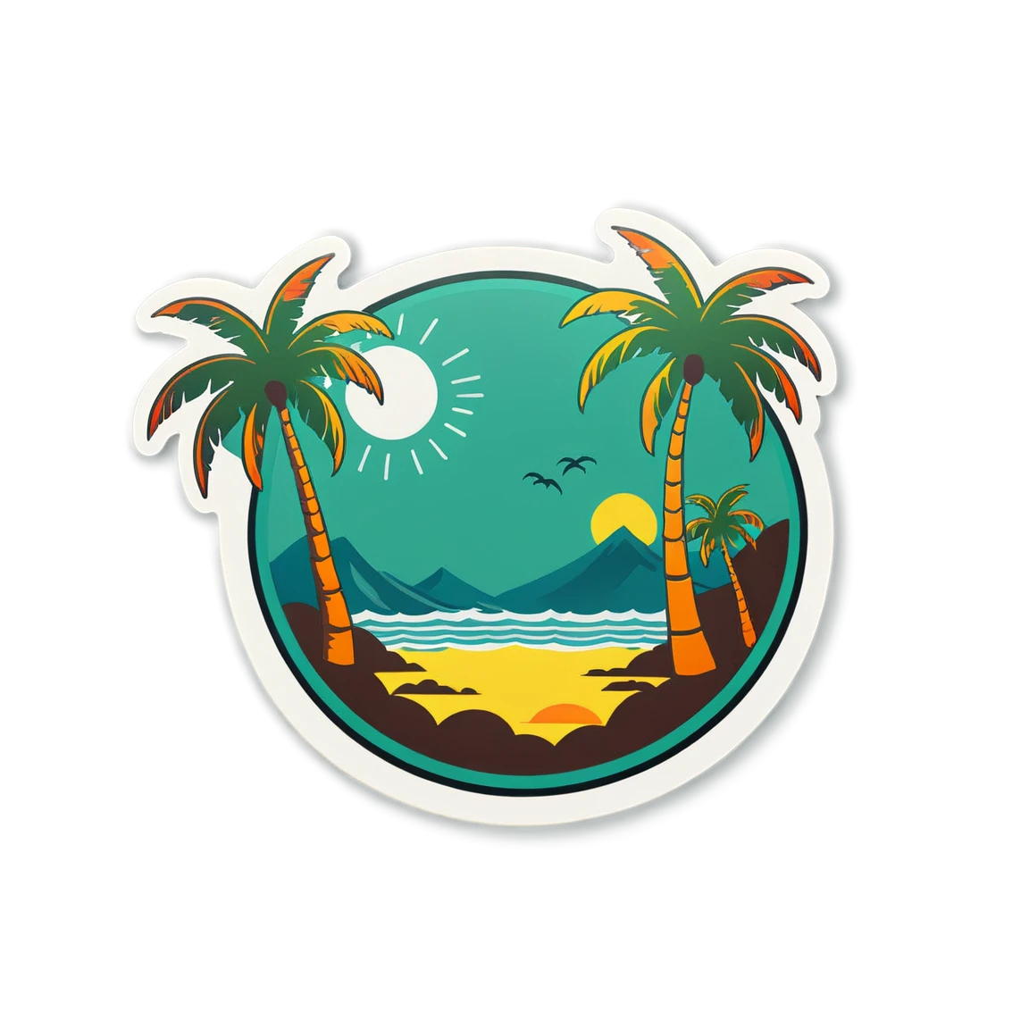 Hawaii with palm trees, tropical sticker, Hawaii sticker