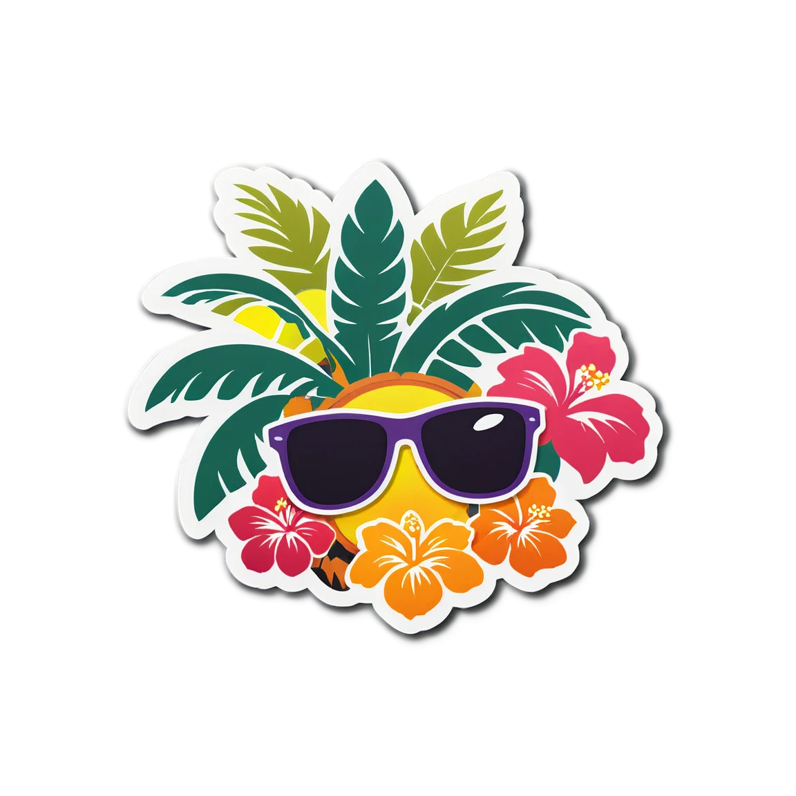 Hawaii with sunglasses, tropical sticker, Hawaii sticker