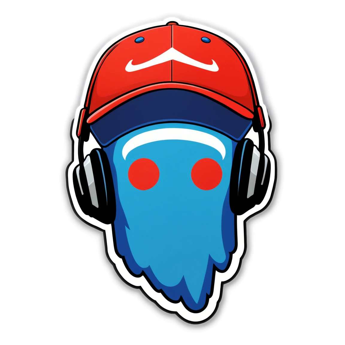 Headphone sticker wearing a cap