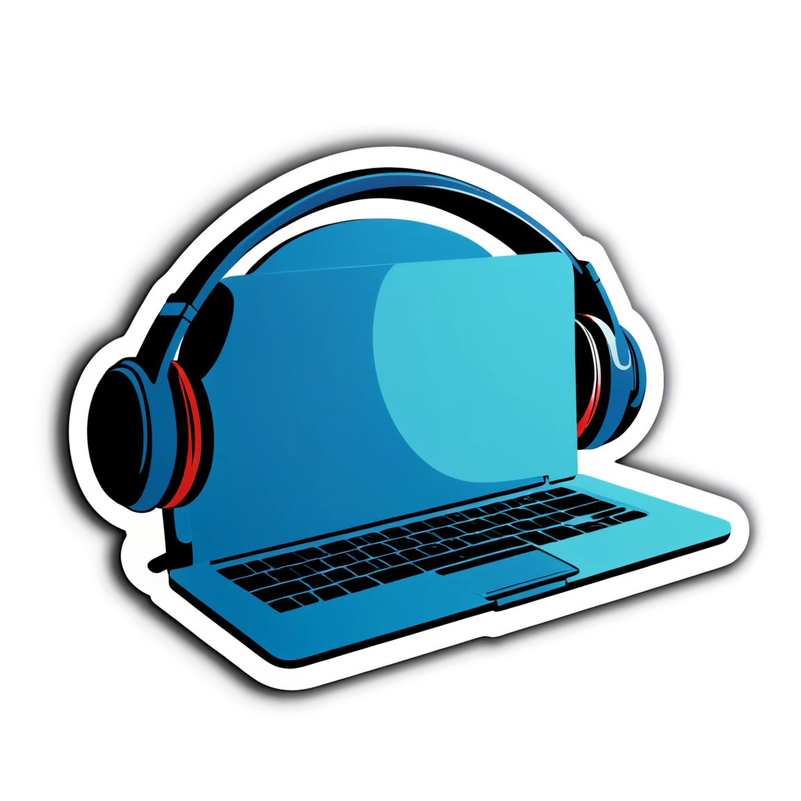 Headphone sticker with a laptop