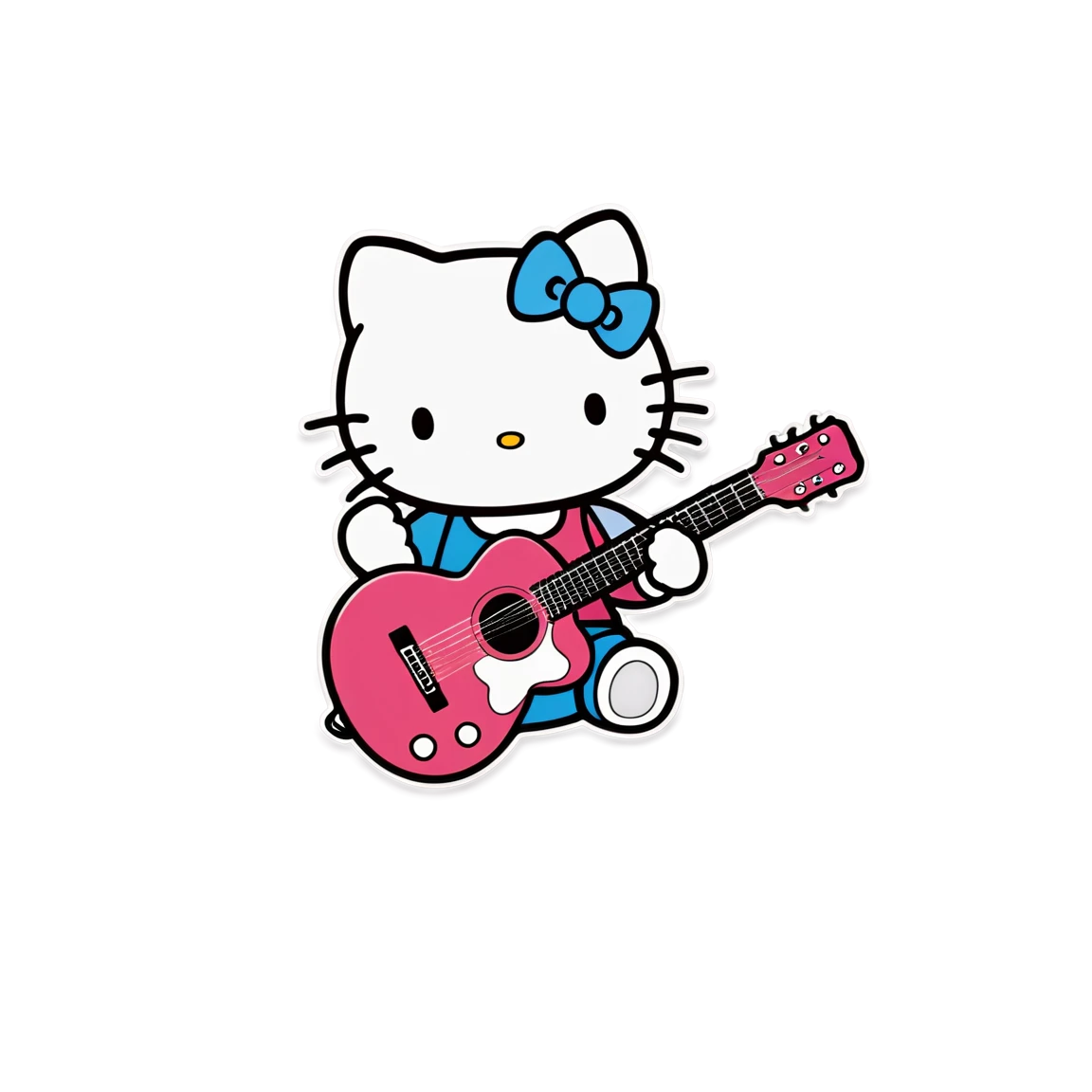 Hello kitty playing guitar, cute hello-kitty sticker, hello kitty sticker