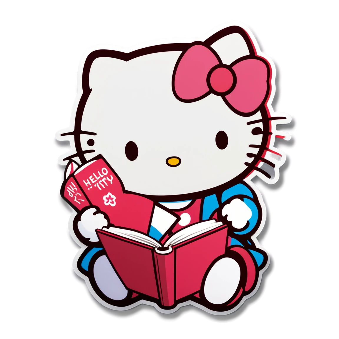 Hello kitty reading, cute hello-kitty sticker, hello kitty sticker